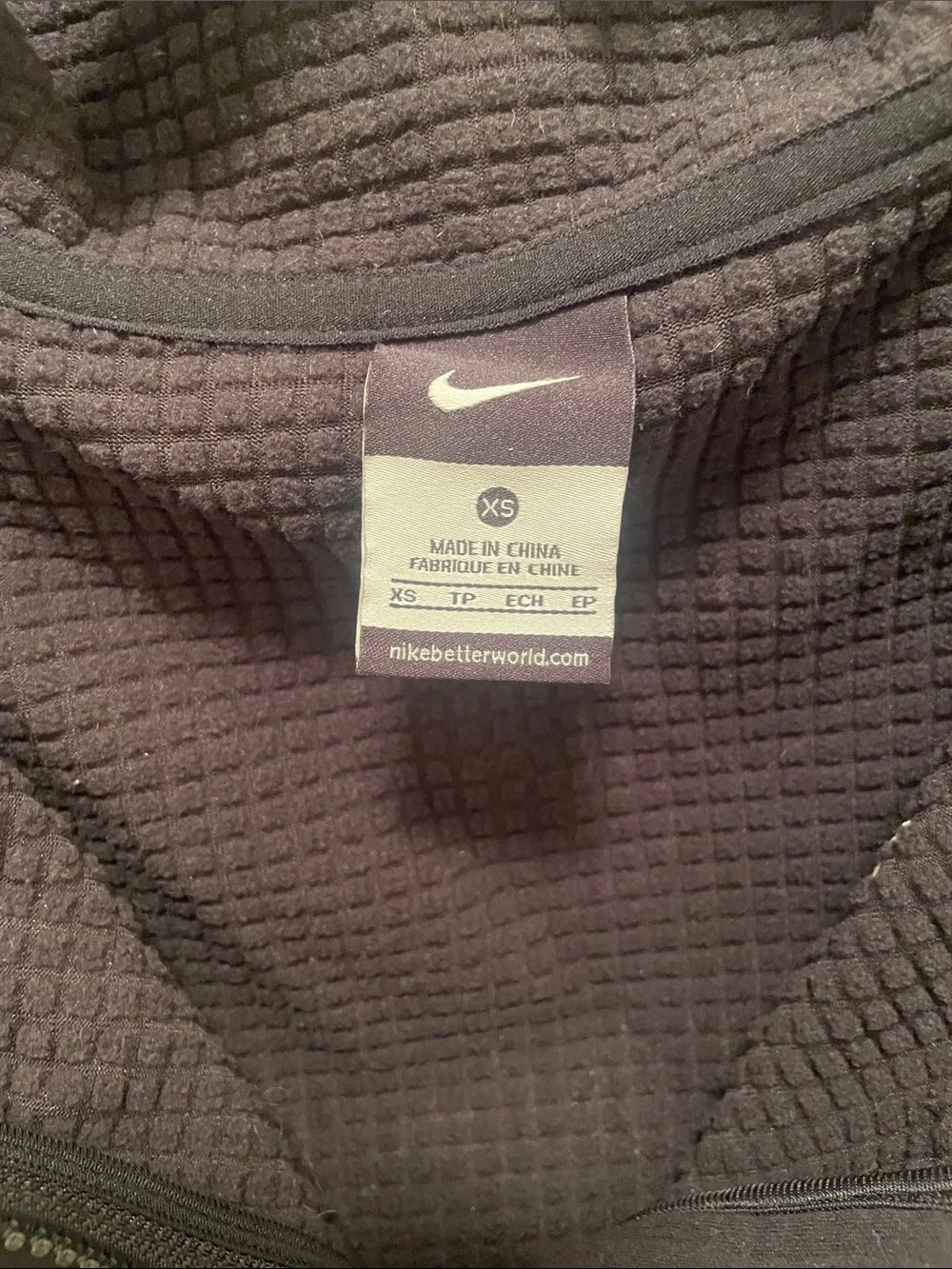 Nike Black Sleeveless‎ Zip Hoodie with Textured Hood